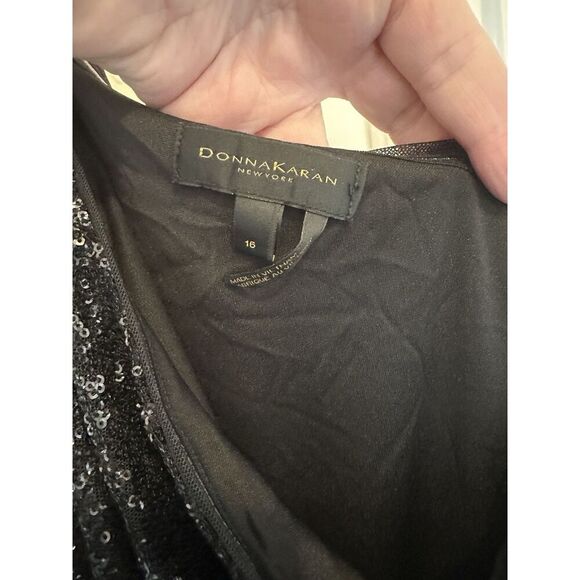 Donna Karan Formal Sequin Dress Black New! $259 Sz 16 Long - Picture 5 of 7